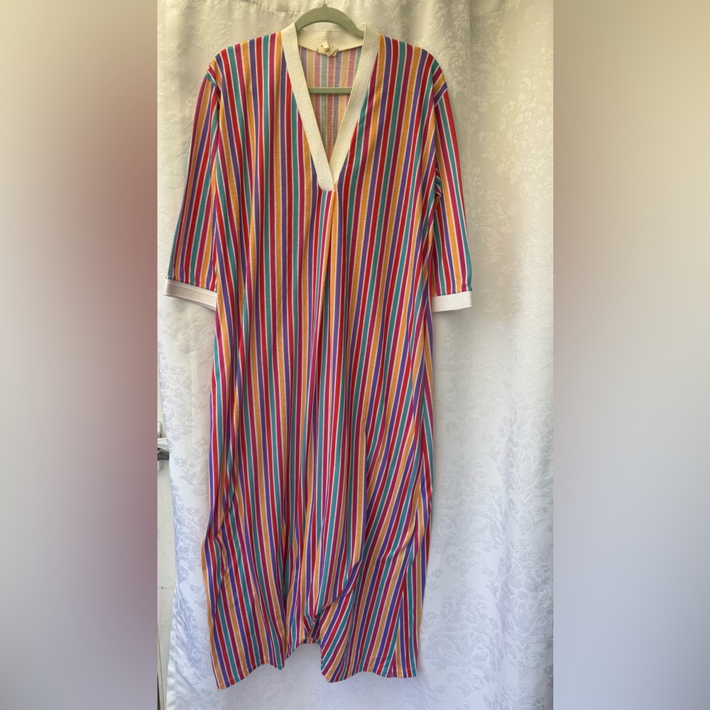 Vintage Gilligan O’Malley Donna Richard Rainbow Striped Nightgown Medium